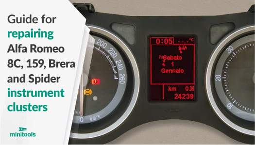Alfa Romeo 159, 8C, Brera, Spider dashboards LCD pixel repair with SEPDISP79 replacement display