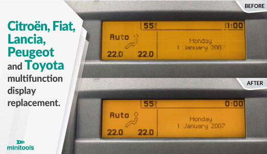 Guide for Citroën, Fiat, Lancia, Peugeot and Toyota multifunction display replacement