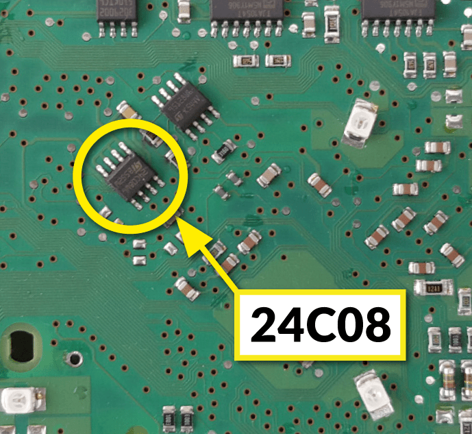 Where to find the EEPROM 24C08 on VW Touareg 7L and Porsche Cayenne 9PA speedometers