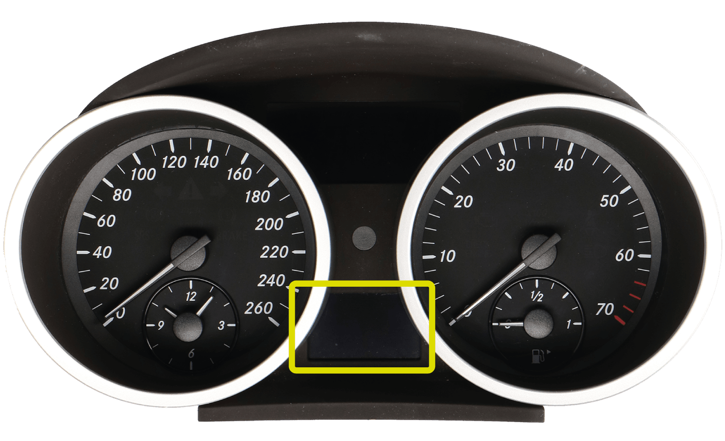 Collocation of the display SEPDISP21B on Mercedes SLK R171 instrument panels