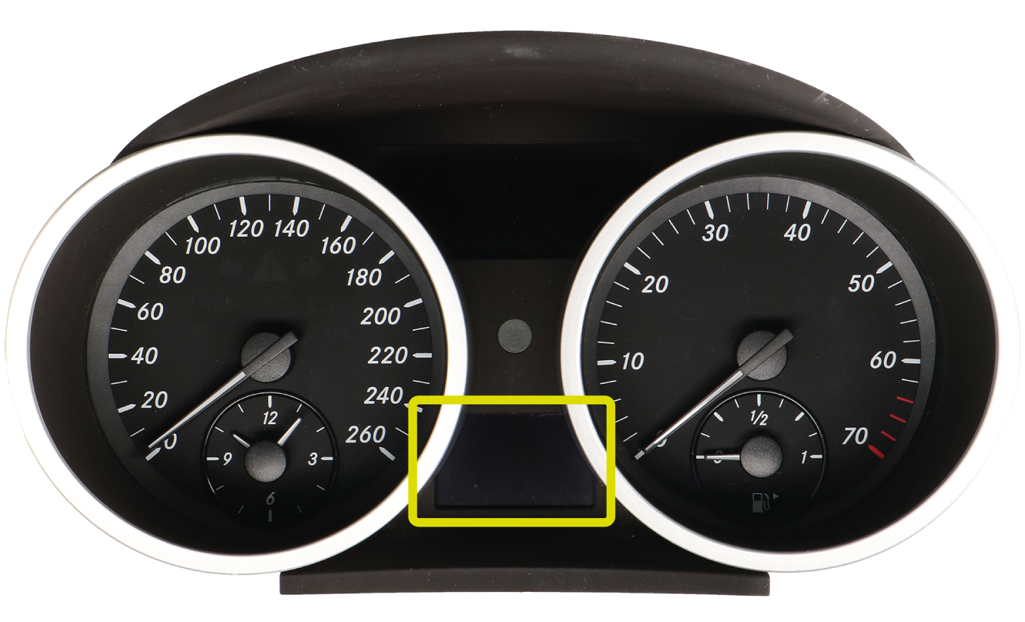 Collocation of the display SEPDISP21B on Mercedes SLK R171 instrument panels