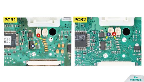 Where to measure the voltage on Mercedes C-Class and G-Class speedometer printed circuit boards